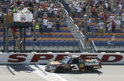 Driver of the #3 RCR Chevy, Austin Dillon captures his first win in the NASCAR Camping World Truck Series at Iowa Speedway. Credit: John Sommers/Getty Images